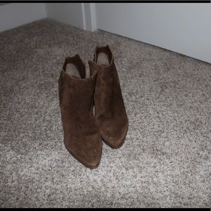Brown high heel booties